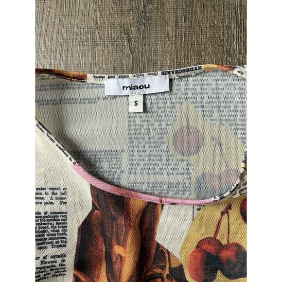 MIAOU Long Sleeve Graphic Tee Retro Romantic Round Neck Y2K Size S - Picture 5 of 10